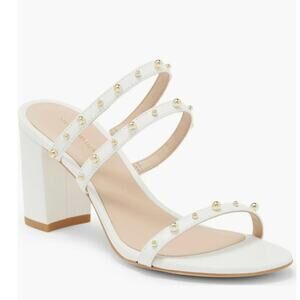 Stuart Weitzman Superstud 75 Block Slide Sandal white sz 11